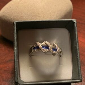 Sterling Silver 925 Sapphire & cubic zirconia ring